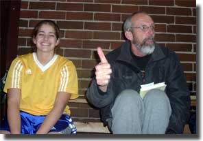 Thumbs up at indoor soccer