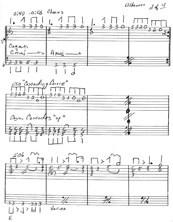 Wilderness, Sleater-Kinney guitar tab