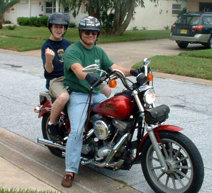 Dave and David on the Harley - what it's all about