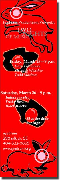 Indian Jewelry,Frisky Berlin,Black Blacks. Harris Newman, Sleeping Weather,
 Todd Mathers, poster